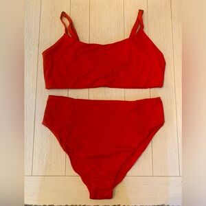 Andie Bikini Set — Maui Top & High Rise Bottom — Cherry Red — XXL — NWT
